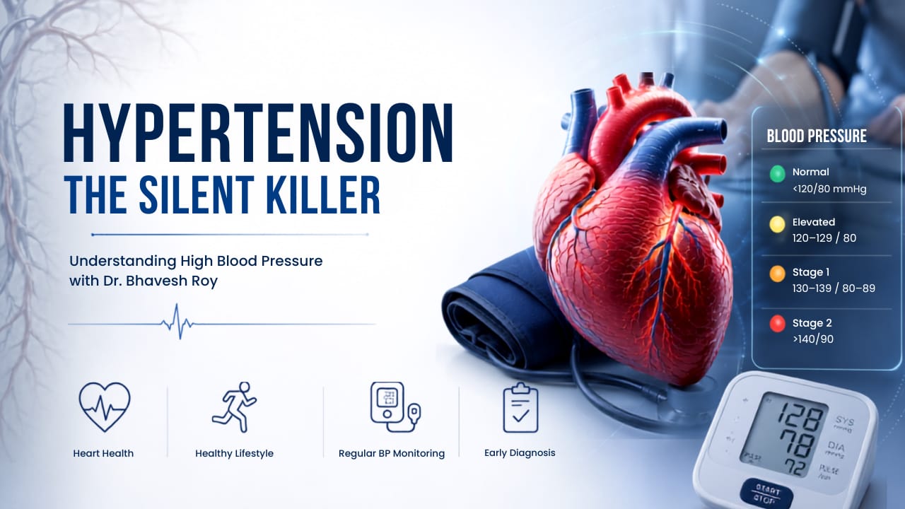 Medical 3D illustration showing how uncontrolled hypertension and high blood pressure damage arteries and overwork the heart muscle.
