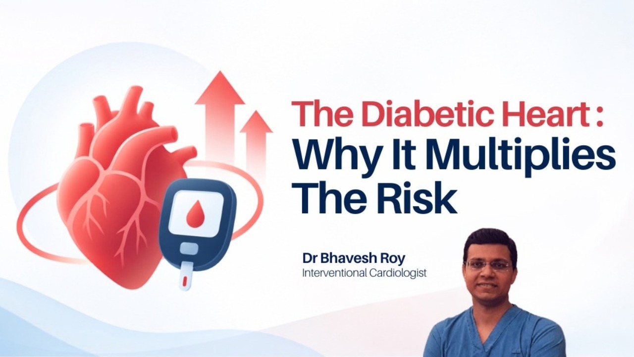 Dr. Bhavesh Roy explains why diabetes multiplies your cardiovascular risk. Learn how high blood sugar damages blood vessels and how to protect your heart.