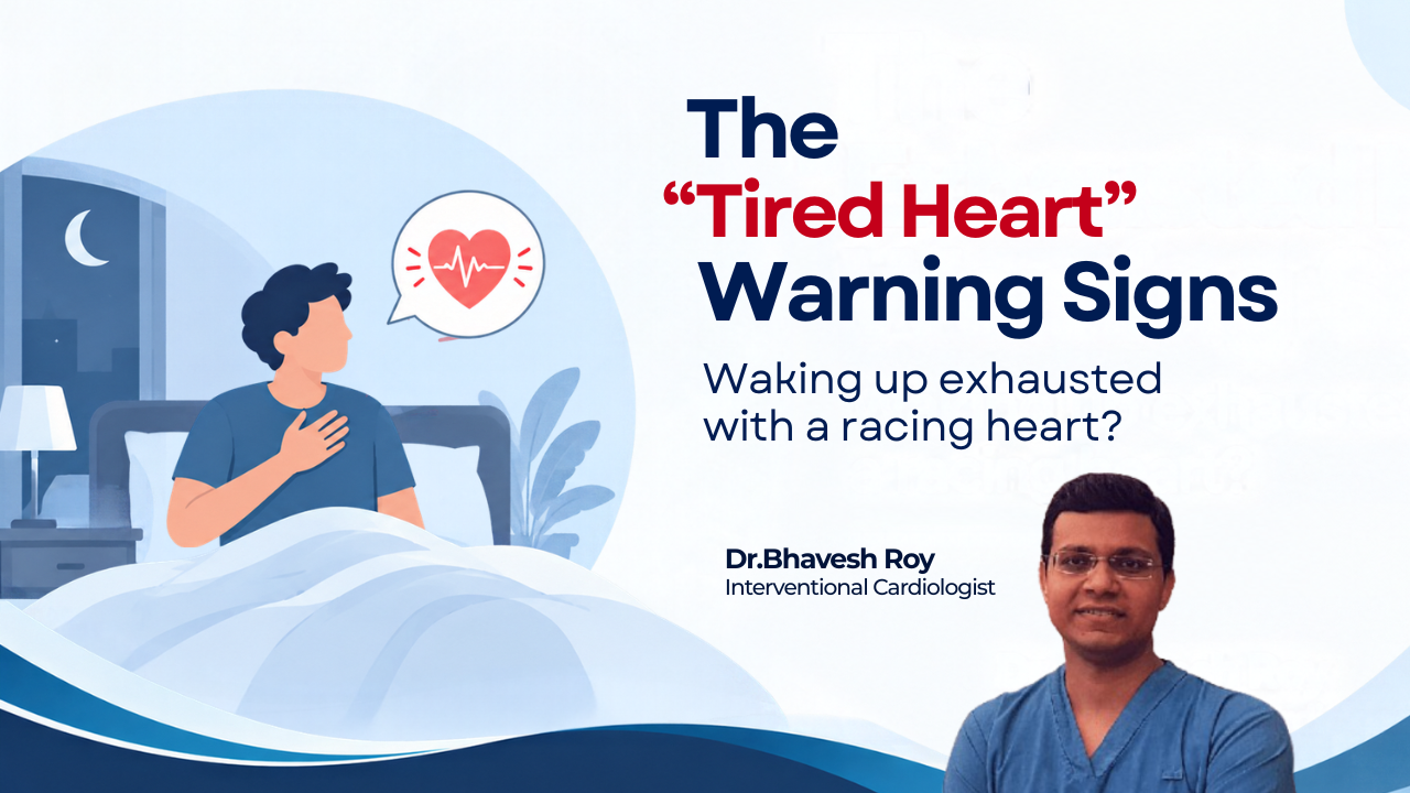 Waking up exhausted with a racing heart? Dr. Bhavesh Roy explains the tired heart warning signs, including palpitations, fatigue, and breathlessness.